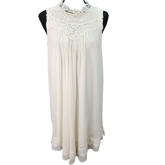 Altar’d State Slip Dress Women SMALL Off-White Lace Sleeveless Knee Length Lined - Picture 2 of 15
